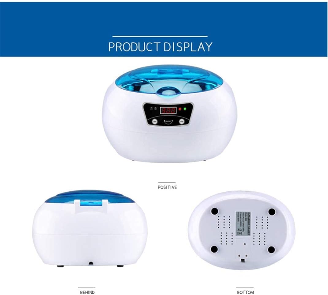 Small Household Ultrasonic Washing Machine, Digital Ultrasonic Cleaner for Jewelry Glasses Watches Ultrasound Machine Cleaning Device 40Khz 600Ml,Gray