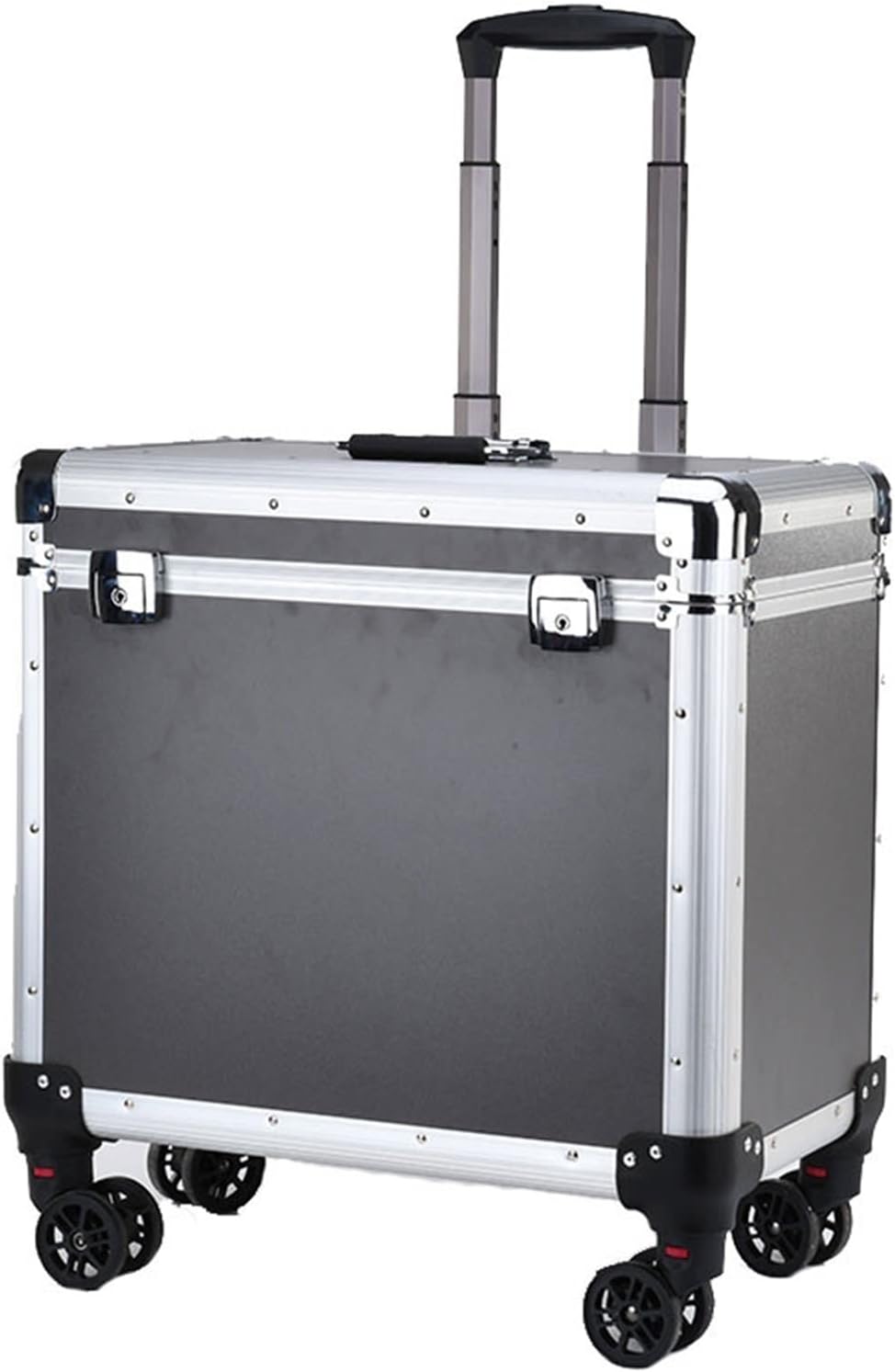 Portable Tool Box Large Capacity Toolbox Multi-Function Storage Toolbox with Wheel and Lock Aluminum Alloy Toolbox with Telescopic Handle Small Parts Box (Size : Large)