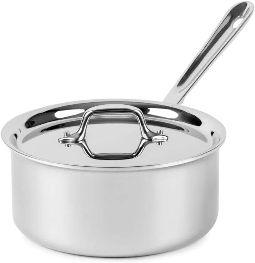 All-Clad D3 Stainless Steel 3 Quart Sauce Pan With Lid- Made in the USA- The Original Bonded Professional Cookware- Oven Safe & Induction Compatible