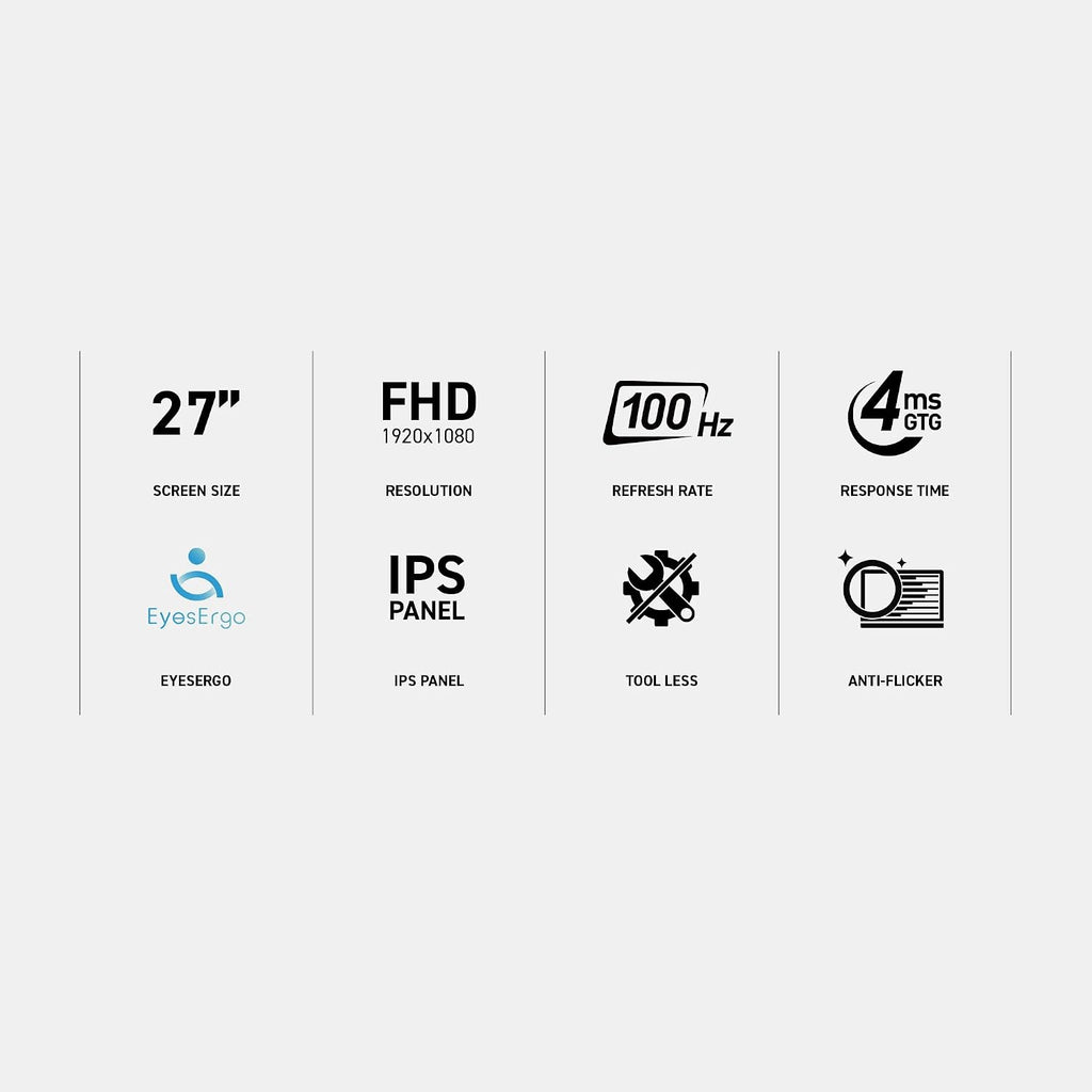 msi Pro MP273A, 27' Monitor, 1920 x 1080 (FHD), IPS, 100Hz, TUV Certified Eyesight Protection, 4ms, Displayport, HDMI, Tilt, Black
