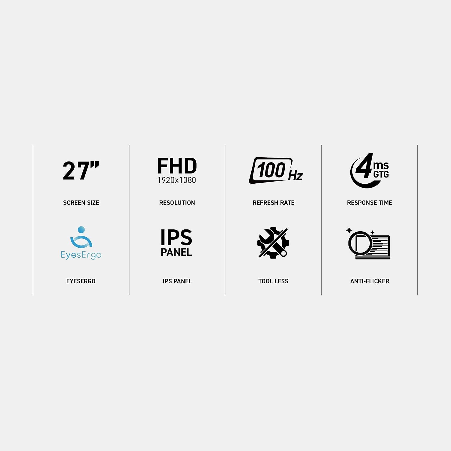 msi Pro MP273A, 27' Monitor, 1920 x 1080 (FHD), IPS, 100Hz, TUV Certified Eyesight Protection, 4ms, Displayport, HDMI, Tilt, Black