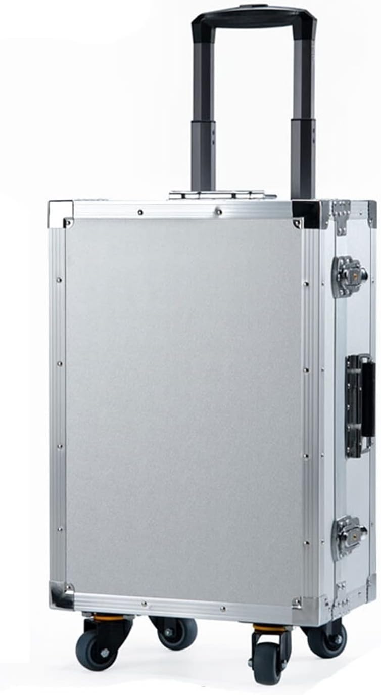 Portable Tool Box Tool Box Portable Rolling Upright Cart Tool Box Aluminum Hard Tool Box with Telescopic Handle Tool Trolley Case Small Parts Box (Color : Brass, Size : M)