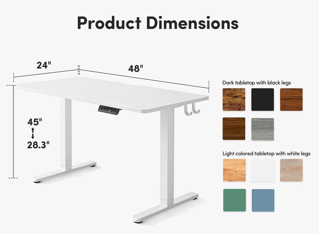 FEZIBO Electric Standing Desk, 48 x 24 Inches Height Adjustable Stand up Desk, Sit Stand Home Office Desk, Computer Desk, White