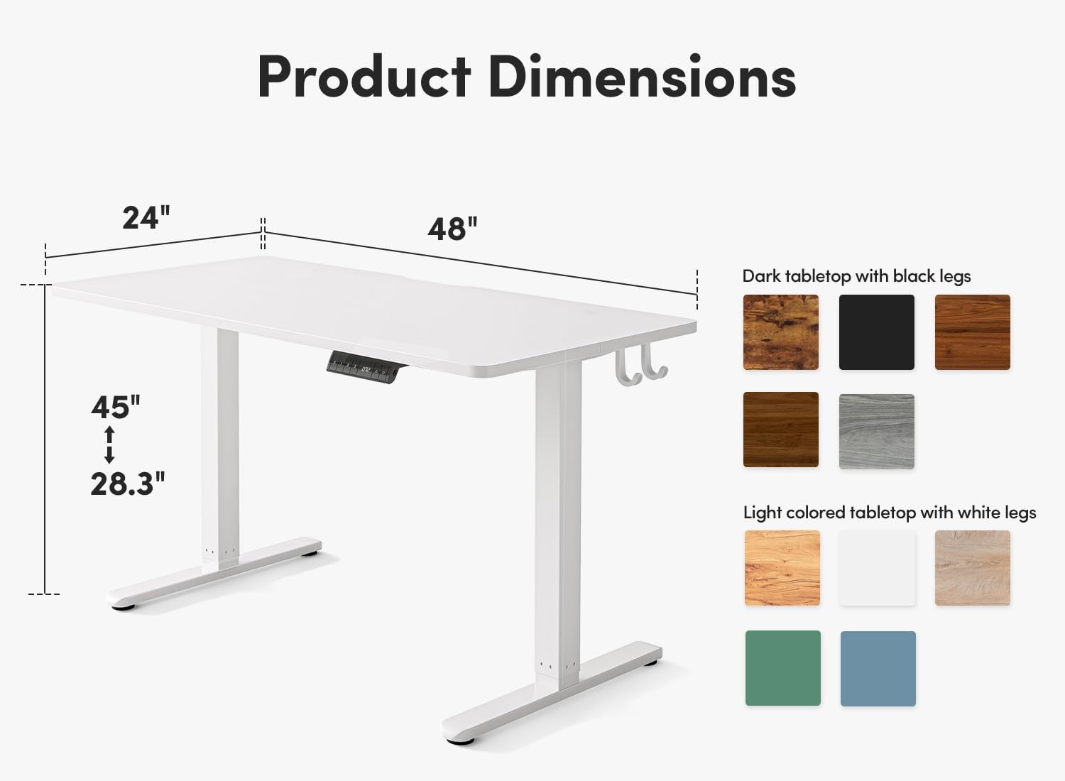 FEZIBO Electric Standing Desk, 48 x 24 Inches Height Adjustable Stand up Desk, Sit Stand Home Office Desk, Computer Desk, White
