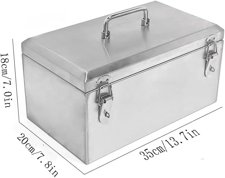 Tool Box Stainless Steel Tool Box Household Multi-Functional Repair Tool Box Hardware Storage Box Thickened Travel Box Outdoor Portable First Aid Box Tool Storage