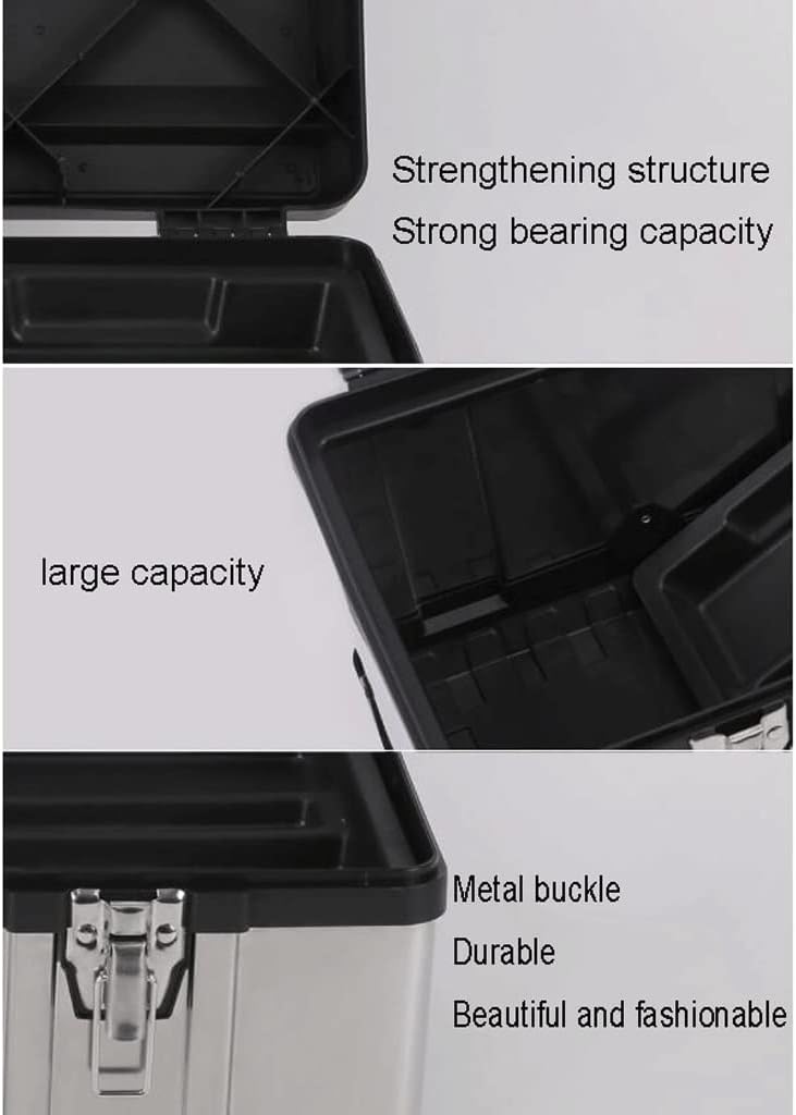 Portable Tool Box Tool Box Stainless Steel Storage with Metal Buckle Organizer and Tool Box for Tool or Craft Storage 14/17 Inch Small Parts Box (Size : 20 inches)