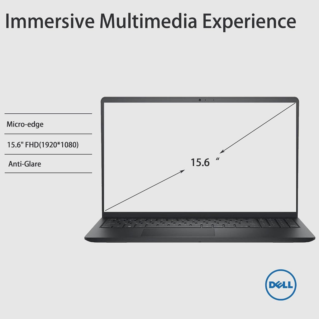 Dell 15.6 Inch FHD Laptop | Intel Core 3 100U, Quad-Core Processor, Up to 4.7GHz | 16GB RAM, 1TB SSD | Win 11 | Carbon Black | AI Noise-Reduction Microphone | Mechanical Camera Shutter | WiFi 6
