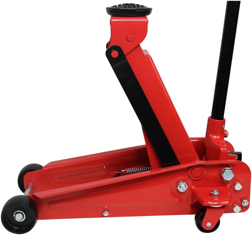K Tool International 63131B 3 Ton Automotive Service Floor Jack for Garages, Repair Shops, and DIY, Portable, Compact, 6,000 lbs. Capacity, Hydraulic Lifting Range 5.5' - 8.75', Heavy Duty Steel, Red