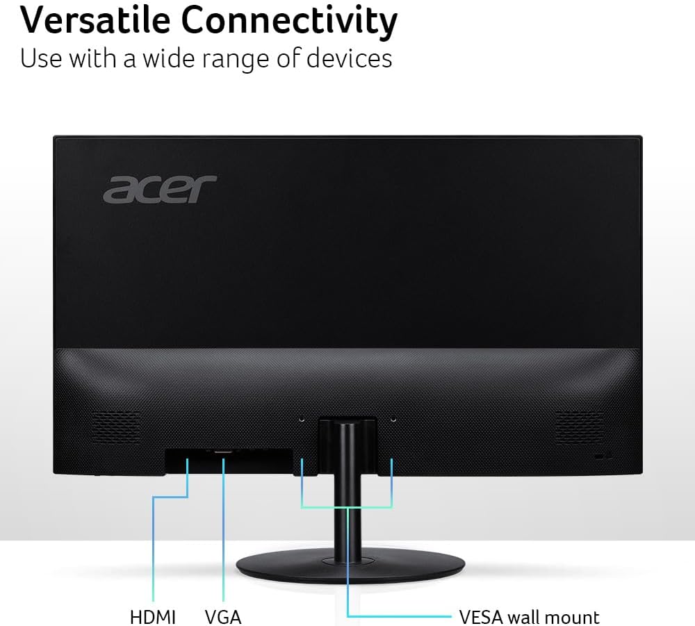 acer SB242Y Hbi 23.8' Full HD (1920 x 1080) Zero-Frame Gaming Office Monitor | AMD FreeSync Technology | Ultra-Thin Stylish Design | 100Hz | 1ms (VRB) | Low Blue Light | Tilt | HDMI & VGA Ports