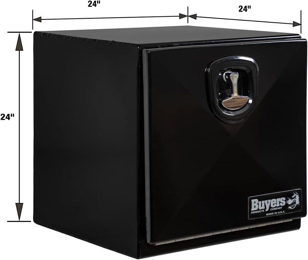 Buyers Products 1754800 Black Steel Underbody Pro Series Truck Box, 24x24x24 Inch, Durable Vehicle Tool Box For Storage And Organization