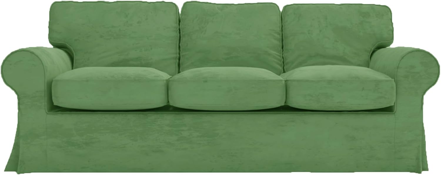Heavy Duty UPPLAND (Not EKTORP) Sofa Cover Replacement Compatible with IKEA UPPLAND 3 Seat Sofa, Loveseat, Armchair, Sectional Corner, or Footstool Slipcover Only (Uppland 3 Velvet Light Green)