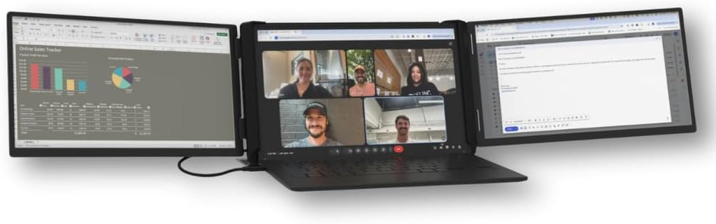 Xebec Tri-Screen 3 Laptop Screen Extender | Portable Monitor for Laptops 13″-18″ | Two 13.3 Inch Displays via One USB-C Cable | Plug and Play | Travel Case Included (Tri-Screen 3 for PC)