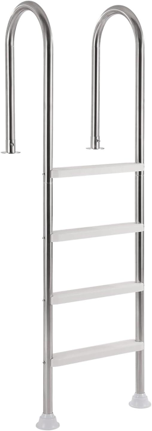 VEVOR Swimming Pool Ladder, 4-Step Double Handrails Stairs with Non-Slip Heavy Duty Steps, Stainless Steel Load Capacity 265 lbs, for 54 in Inground Pools with Mounted Deck Board Indoor & Outdoor