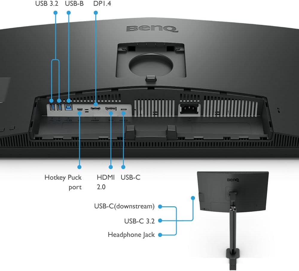 BenQ PD2706UA 27-inch Ergo Arm 4K UHD Monitor, USB-C, P3, DisplayHDR 400, IPS, Factory-Calibrated, DualView, Darkroom & Animation Modes, CAD/CAM & ePaper Modes, Hotkey Puck G2, KVM