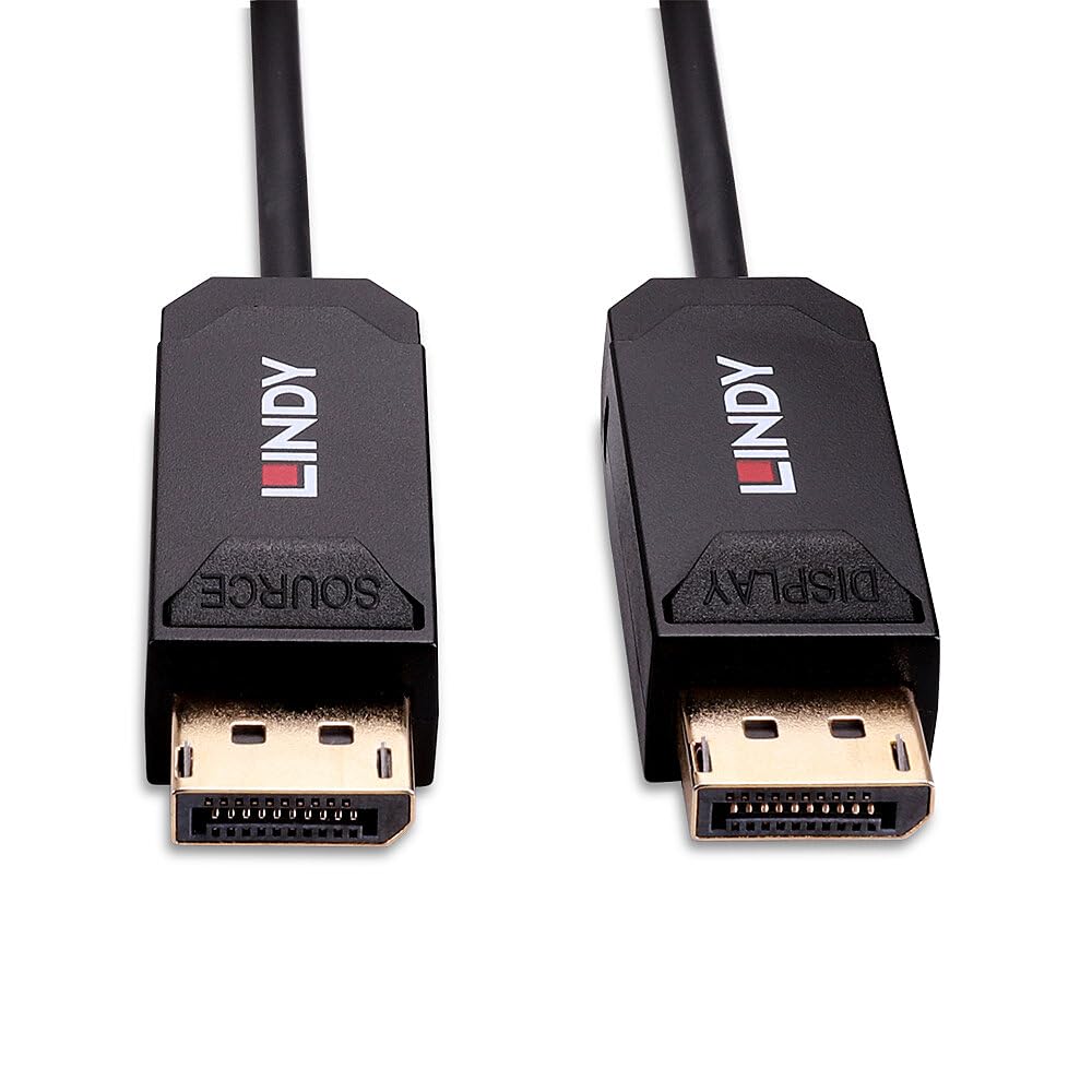 LINDY 38523 30 m Fibre Optic Hybrid DisplayPort 2.0 UHBR10 Cable, Fibre Optic Hybrid, AOC Cable, 4K@144Hz, 8K@60Hz, 40Gbit/s