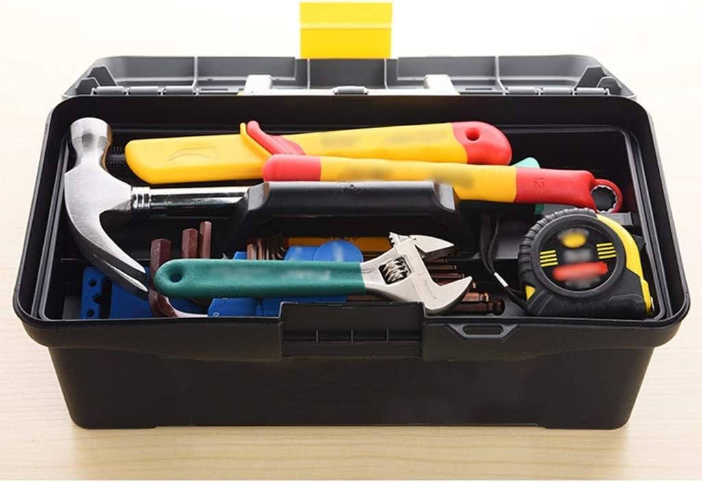 LIOONS Tool Box Double Plastic High Capacity Tool Boxes with Handle Tool Set Removable Tray Non-Slip Handle Storage Case Tool Kit