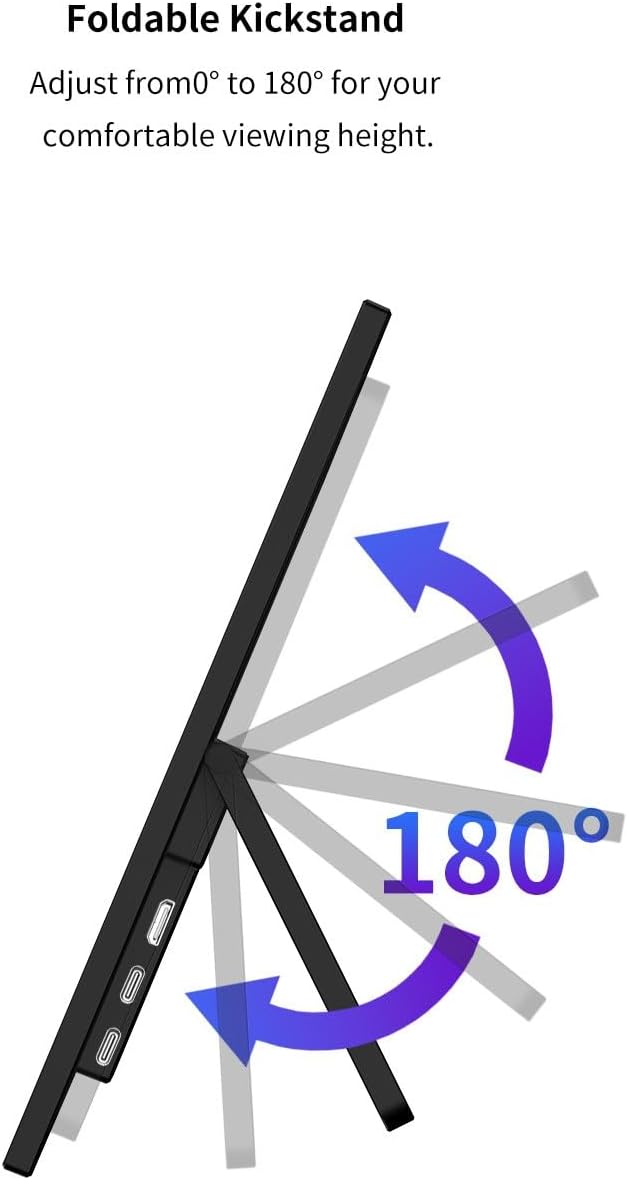 cjc 18.5' FHD Portable Touch Screen Monitor with Kickstand - USB C HDMI External Travel Display for Laptop, Phone, Gaming Console, Second Screen (18.5' 120Hz)