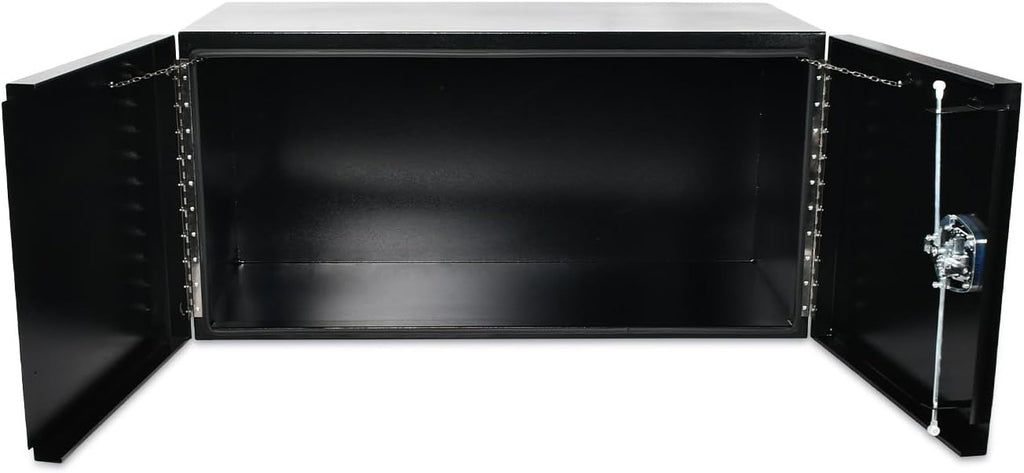 SSN 48'' Inch Black Steel Underbody Truck Box with T-Handle Latch and Barn Door,24 X 24 X 48 Inch Truck Bed Tool Box,Waterproof and Durable Toolbox,for Storage and Organization