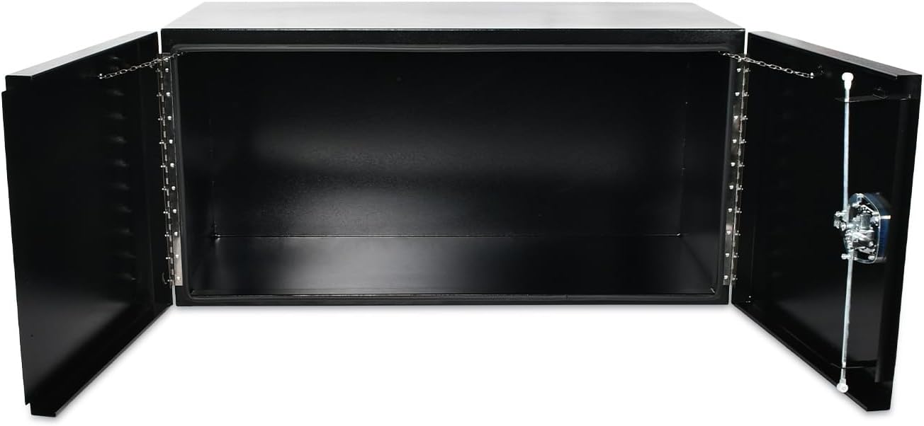 SSN 48'' Inch Black Steel Underbody Truck Box with T-Handle Latch and Barn Door,24 X 24 X 48 Inch Truck Bed Tool Box,Waterproof and Durable Toolbox,for Storage and Organization