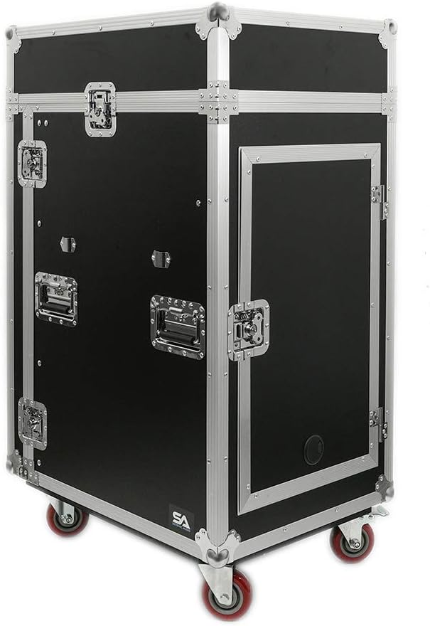 Seismic Audio - SA-PTR-16UCT - 16 Space Pro Audio DJ Road Rack Case with DJ Work Table & Casters - Pro Tour Grade