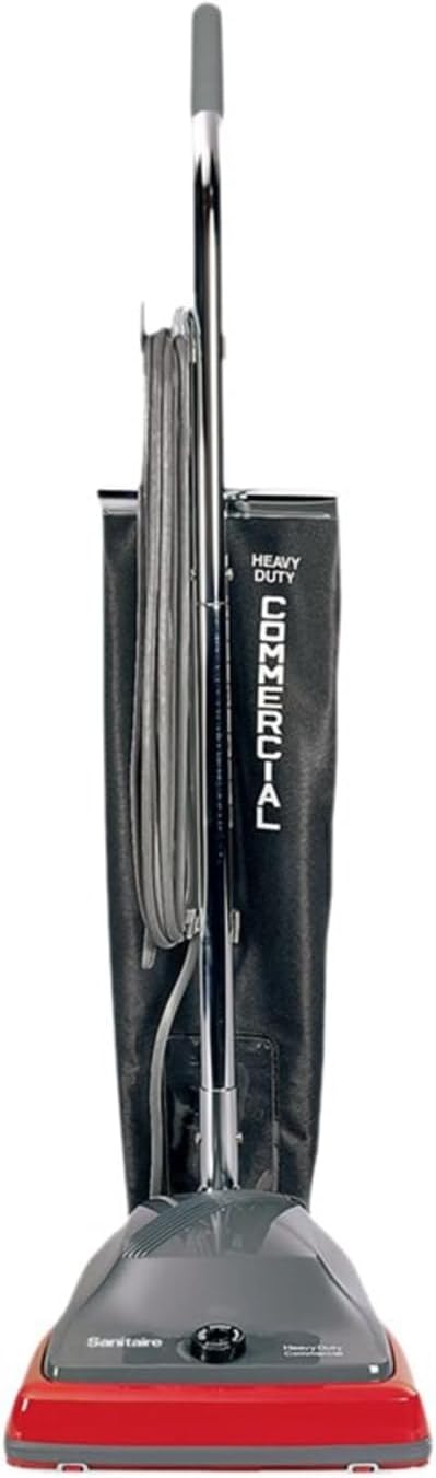 Sanitaire EUKSC679J Commercial Shake Out Bag Upright Vacuum Cleaner with 5 Amp Motor, 12' Cleaning Path,Red