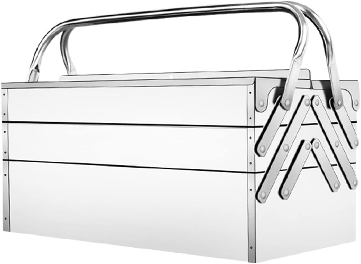 Tool Box for Garage, 3-Layer 5-Tray Cantilever Tool Box Stainless Steel Portable Folding Auto Maintenance Storage Organizer Cantilever Toolbox for Garage Trunk(420 x 210 x 200mm)