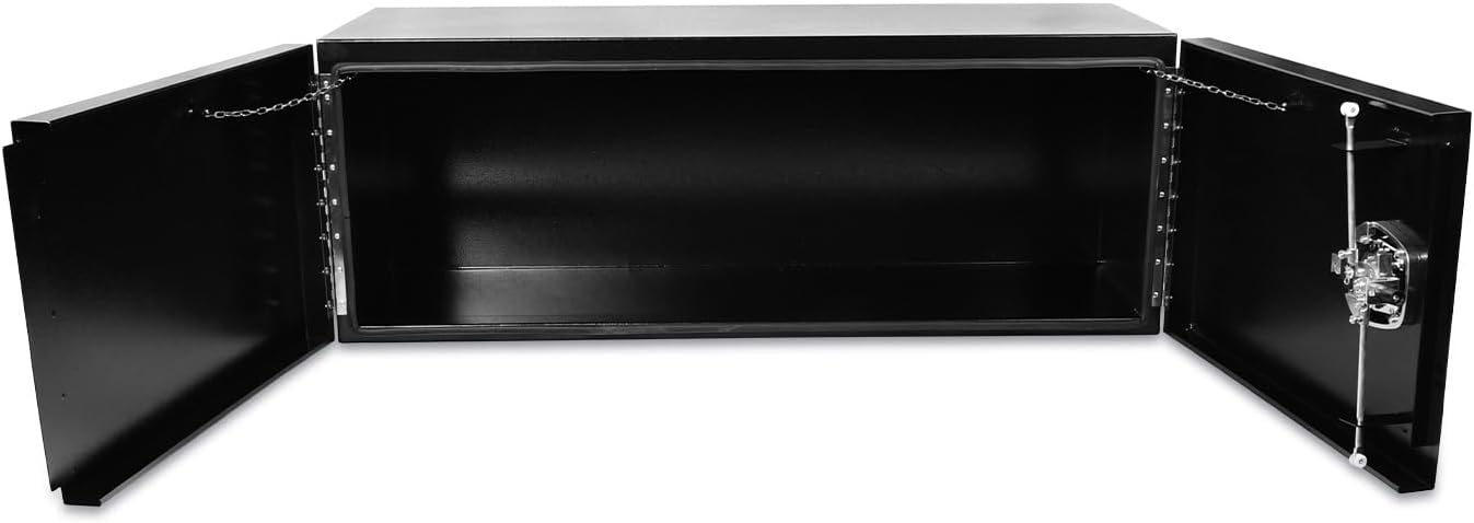 SSN 48'' Inch Black Steel Underbody Truck Box with T-Handle Latch and Barn Door,18 X 18 X 48 Inch Truck Bed Tool Box,Waterproof and Durable Toolbox,for Storage and Organization