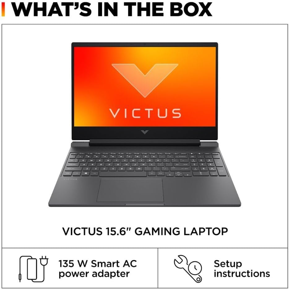HP Victus 15.6' 144Hz FHD Gaming Laptop,AMD Ryzen 5 7535HS,32GB DDR5 RAM,2TB SSD,AMD Radeon RX 6550M,Beats RTX 2050,Backlit Keyboard,Windows11 Home, Mica Silver