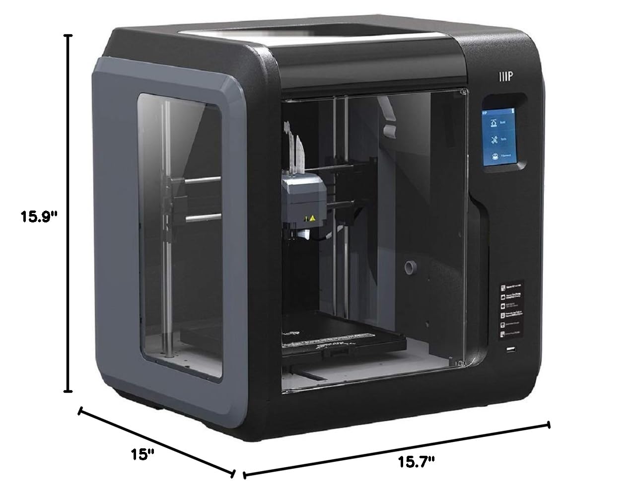 Monoprice Voxel 3D Printer - Fully Enclosed with Removable Heated Build Plate (150 x 150 x 150 mm) Touch Screen, 8GB And Wi-Fi, Black/Gray, Large