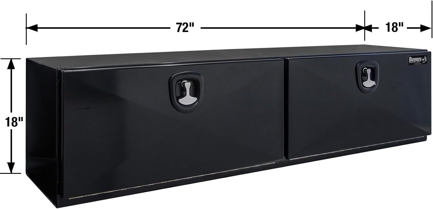 Buyers Products 1752836 Black Pro Series Steel Topsider Truck Box, 18x18x96 Inch, Durable Vehicle Tool Box for Storage and Organization