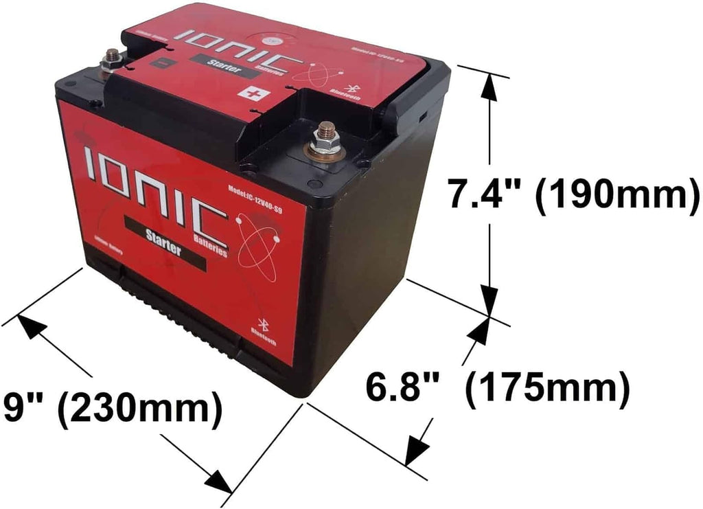 Ionic Lithium 12V 1400CA Marine Battery - Lightweight, Fast Charging LiFePO4 Battery with Bluetooth - IC-12V40-S9