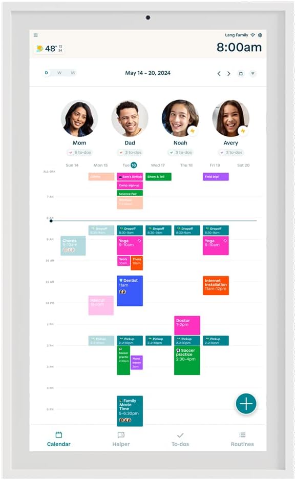 Hearth Display 27' Digital Calendar for Families, Interactive Touchscreen, Custom Wall Mount, Matte White Frame