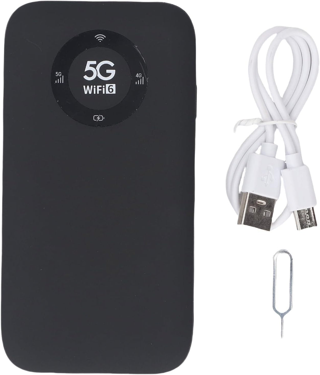 5G Mobile Hotspot, WiFi 6 16 Users Portable Wireless Router with SIM Card Slot and 7100mAh Battery, for Travel Business Outdoor Use (Black)