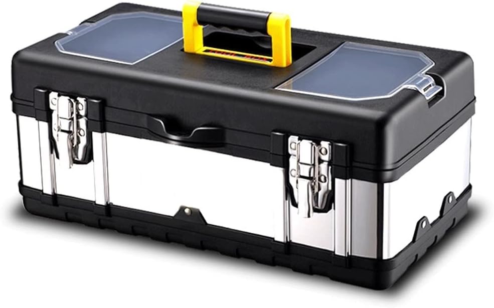 Portable Tool Box Tool Box Stainless Steel Storage with Metal Buckle Organizer and Tool Box for Tool or Craft Storage 14/17 Inch Small Parts Box (Size : 20 inches)