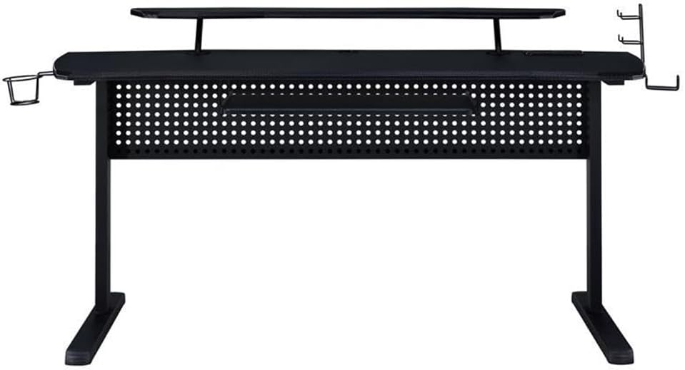 Acme Vildre Metal Frame Gaming Table with USB Port and LED Light in Black