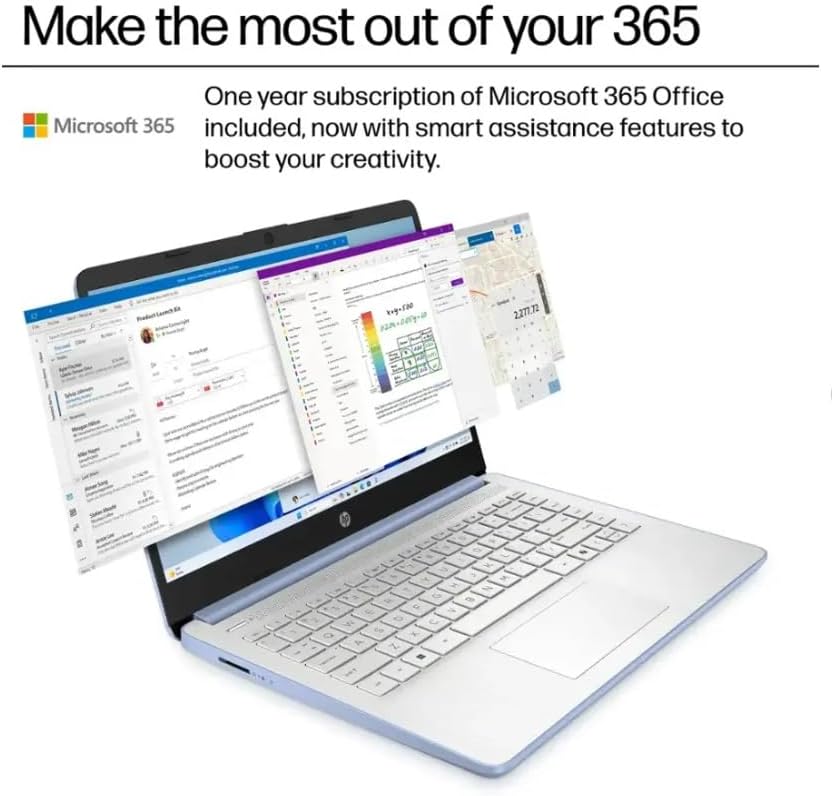 HP 2025 Student Laptop, Intel Processor N150(up to 3.6 GHz), 14 Inch LED Screen,8G RAM, 128GB Storange,1 Year Office 365, Windows 11 Home,w/YYY Accessories,Sky Blue
