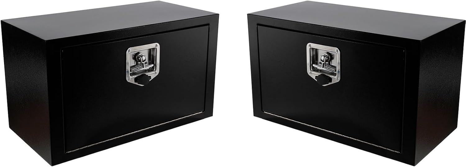 24 Inch Underbody Tool Boxes Set of 2,Underbody Truck Box w/T-Handle Latch and keys for Pickup Truck,Utility Tractor,RV,Waterproof Tool Chest For Storage & Organization-24 × 12 × 14 inch