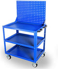 Tool Box ToolCartPlatform,Heavy-Duty, Three-Layer, Increased Thickness, Manual Pushing,Material PartsTurnover,Handling,Tool Rack Tool Storage(Blue)