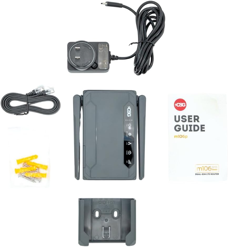 CSG m106 Pro 4G LTE Cellular Cat 12 Dual SIM Business Router, Portable Travel Gateway Modem with 8-Hour Built-in Battery, Verizon, AT&T & T-Mobile Compatible, LTE Wi-Fi Hotspot Alternative
