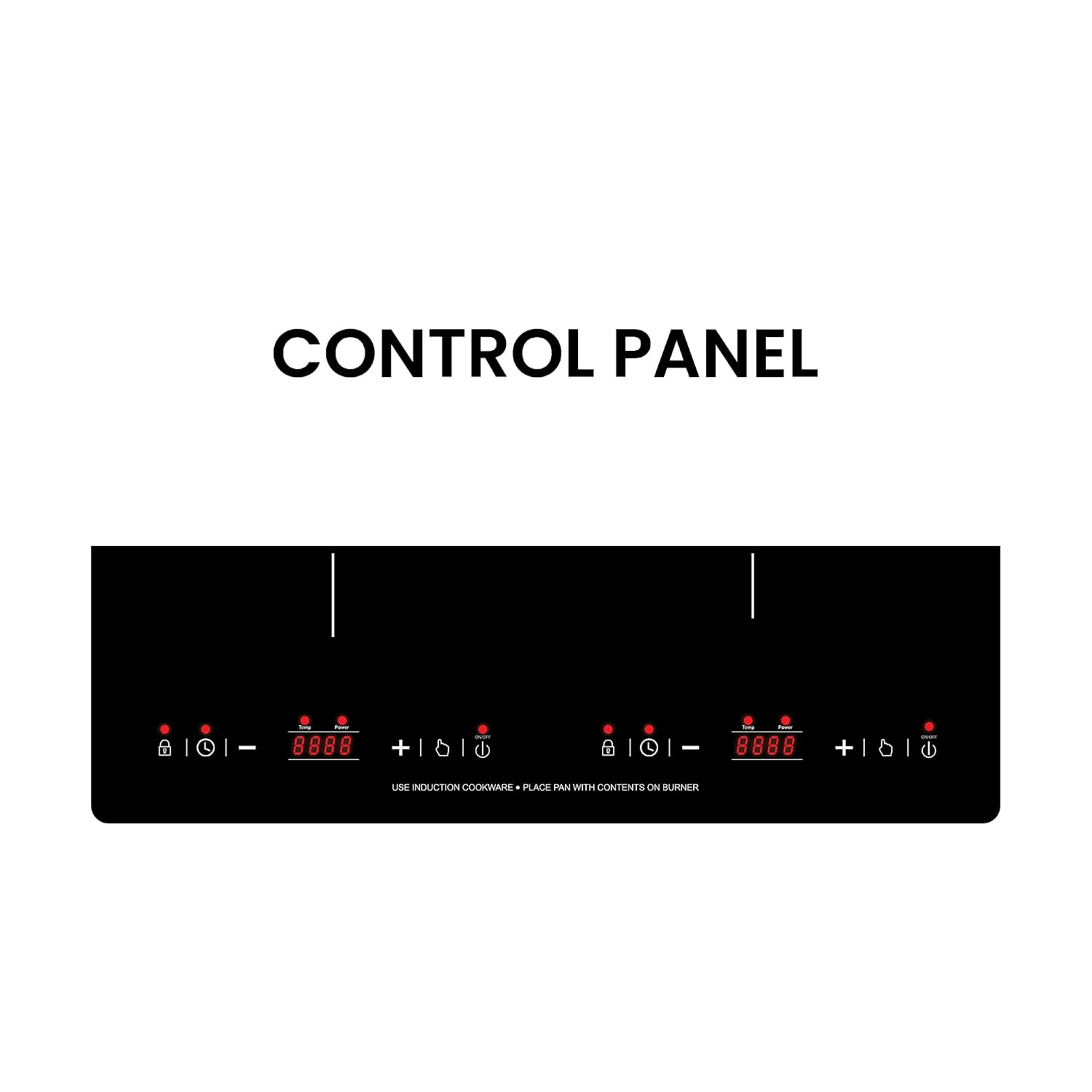 20 in. Horizontal 2 elements Dual Induction Cooktop ceramic glass surface 9 Power Built in/Freestanding 110V Black