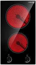 GASLAND 2 Burner Electric Cooktop 12 Inch, 3000W Built-in Radiant Stovetop Double Burner CH30BS, 220-240V Ceramic Cooktop with 7 Power Levels, Mechanical Knob Control, Hot Warning, Hardwired