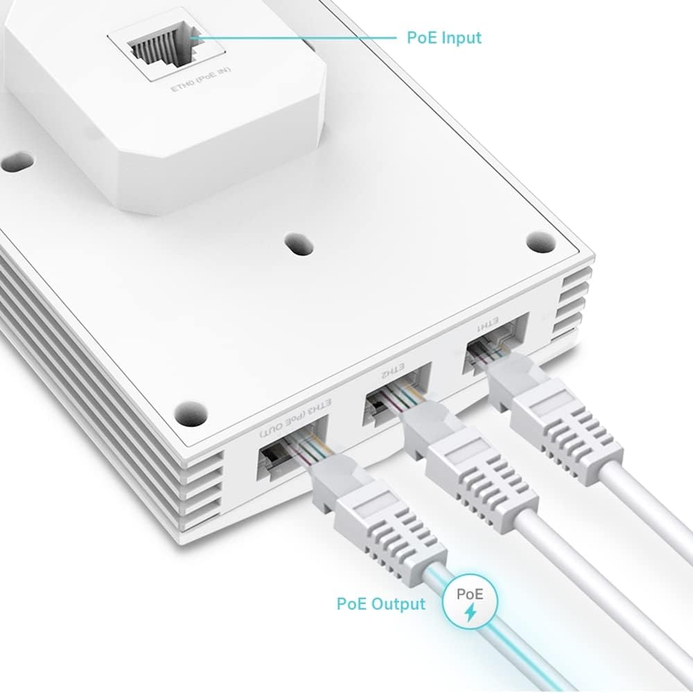 TP-Link EAP655-Wall | Omada True WiFi 6 AX3000 Wall Plate Wireless Gigabit Access Point | High-Efficiency | Seamless Roaming | PoE Passthrough | Multiple SDN Controller Options | Remote & App Control