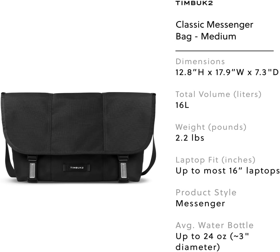 Timbuk2 Classic Messenger Bag - Durable, Water-Resistant, fits 13', 15', 17' Laptop
