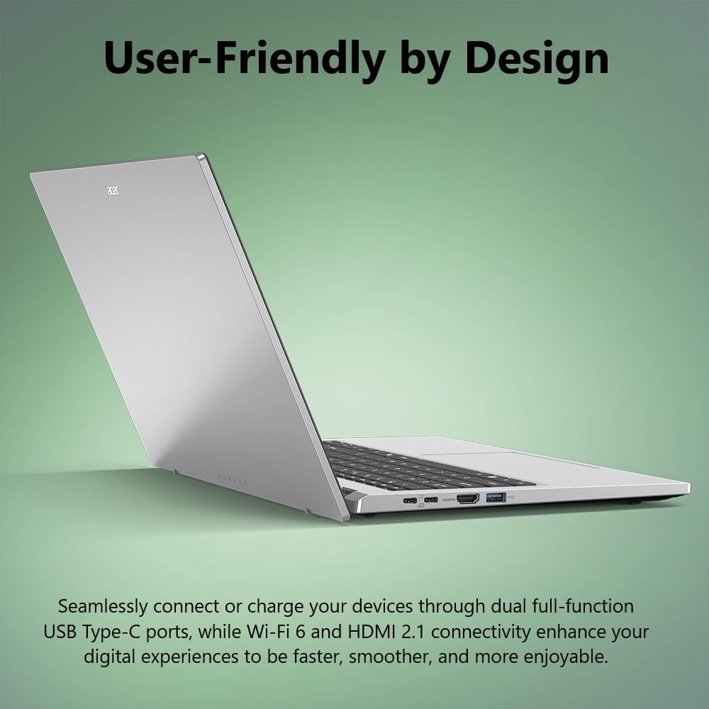 acer Aspire Go 15 AI Ready Laptop | 15.6' FHD (1920 x 1080) IPS Display | Intel Core i7-13620H | Intel UHD Graphics | 16GB DDR5 | 512GB PCIe Gen4 SSD | Wi-Fi 6 | Windows 11 Home | AG15-71P-794K