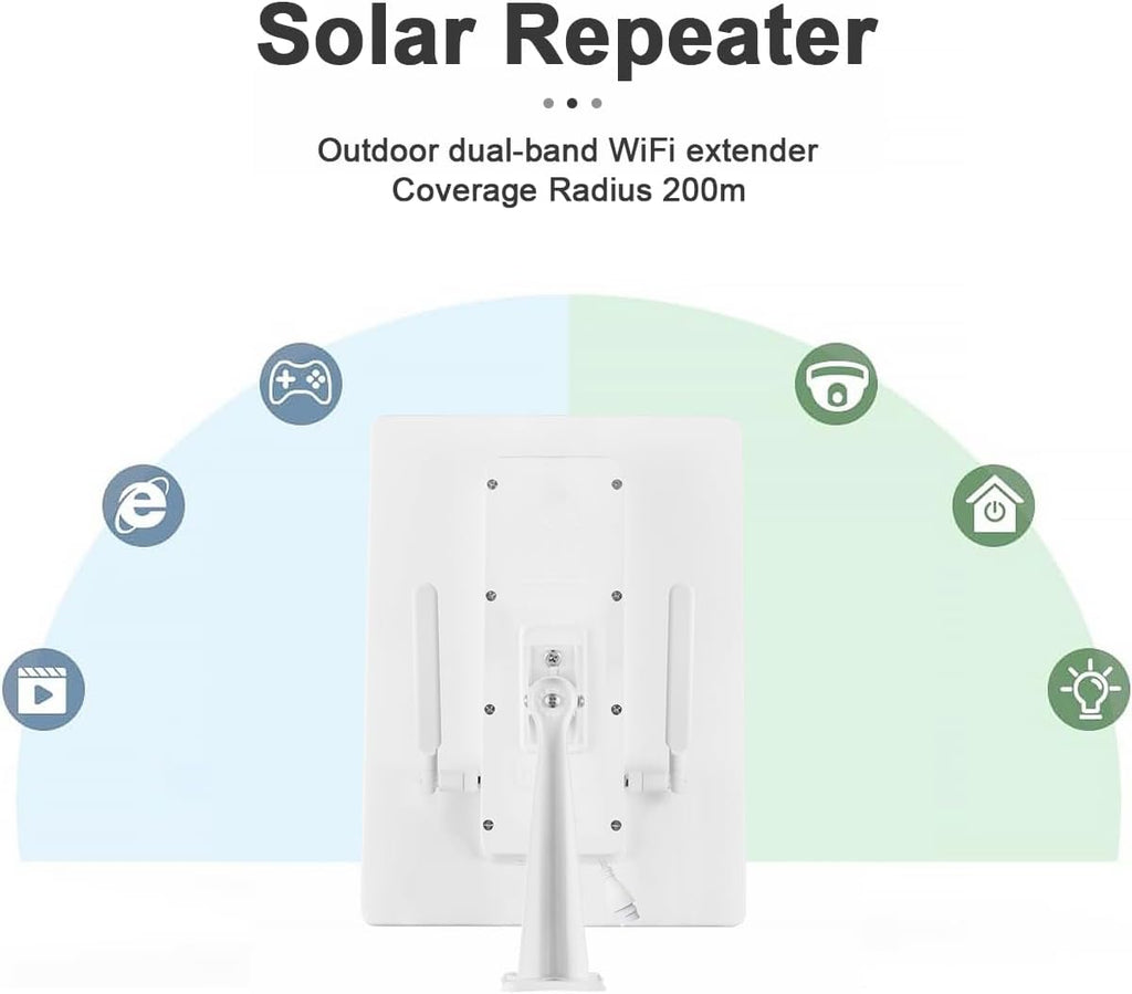 Outdoor Solar WiFi Outdoor Extender Signal Booster, Extends Coverage Up to 500ft, with 15W Solar Panel and 25000mAh Battery, Designed for Outdoor Use