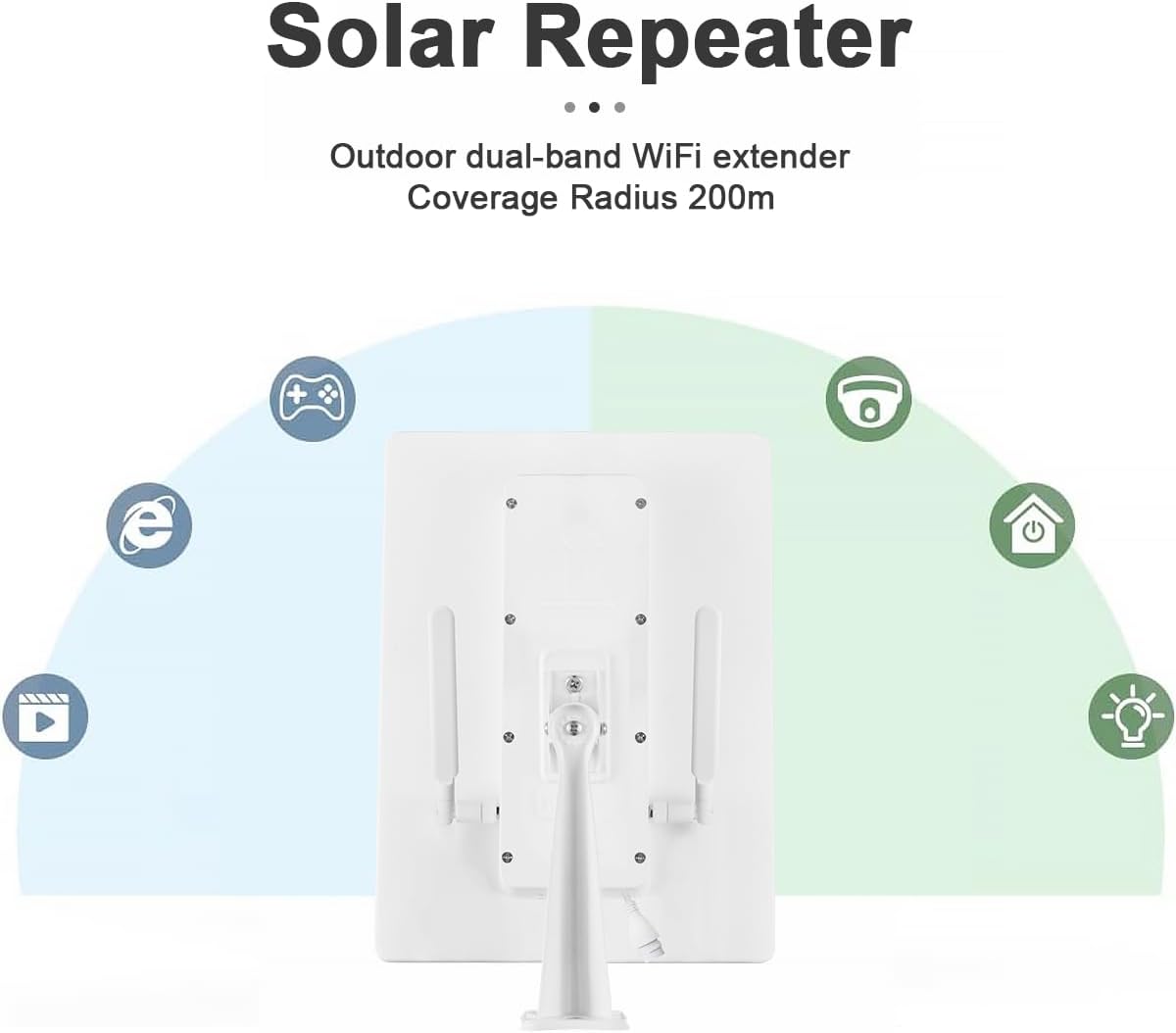 Outdoor Solar WiFi Outdoor Extender Signal Booster, Extends Coverage Up to 500ft, with 15W Solar Panel and 25000mAh Battery, Designed for Outdoor Use