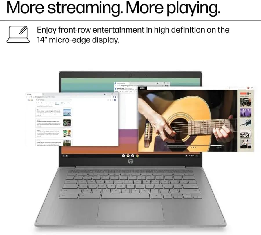 HP Chromebook 14'' HD Laptop, Student and Business Laptop, Intel Celeron N4500, 4GB RAM, 64GB eMMC, Long Battery Life, Fast Charge, Chrome OS, Gray, 14a-ne1013dx (Renewed)