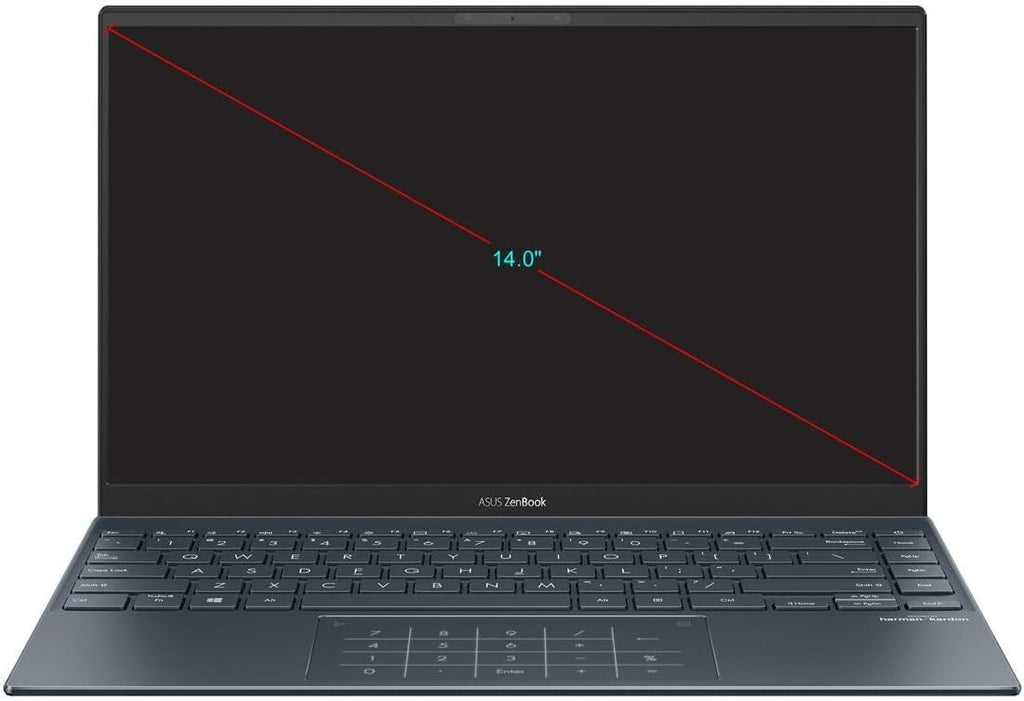 ASUSF ASUS ZenBook 14 Ultra-Slim Laptop 14' Full HD NanoEdge Bezel Display, Intel Core i7-1165G7, 8GB RAM, 512GB PCIe SSD, NumberPad, Thunderbolt 4, Windows 10 Home, Pine Grey, UX425EA-EH71