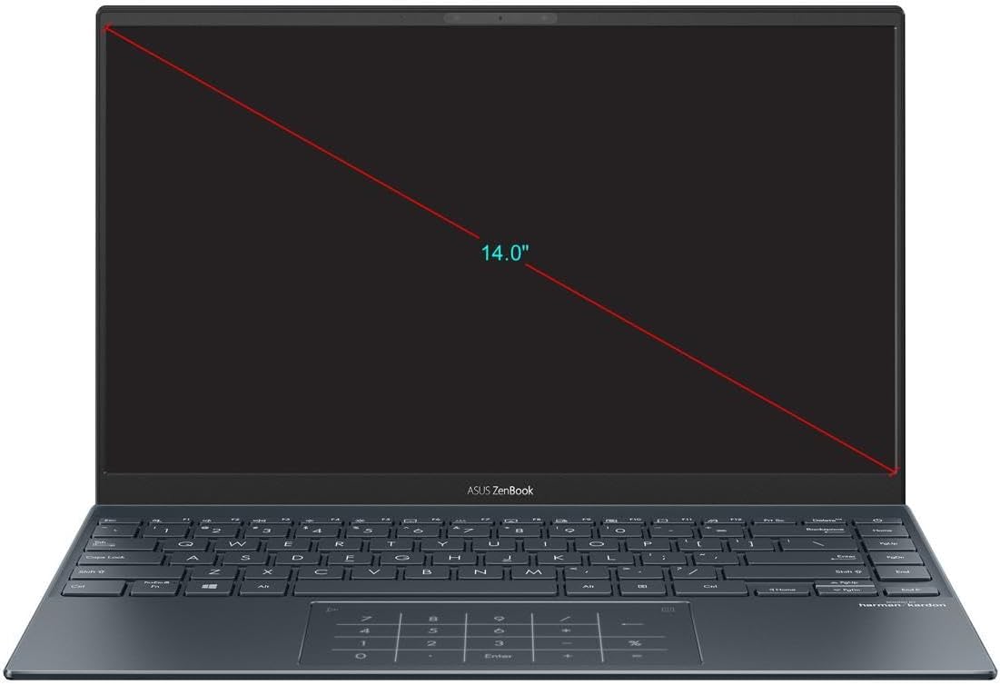 ASUSF ASUS ZenBook 14 Ultra-Slim Laptop 14' Full HD NanoEdge Bezel Display, Intel Core i7-1165G7, 8GB RAM, 512GB PCIe SSD, NumberPad, Thunderbolt 4, Windows 10 Home, Pine Grey, UX425EA-EH71