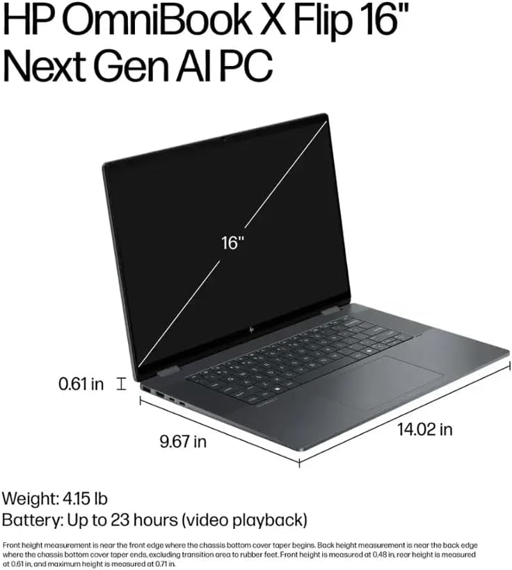 HP 2025 OmniBook X Flip 2-in-1 16' 2880x1800 Touchscreen Laptop 8-Core Intel Core Ultra 9 288V Arc Graphics 32GB LPDDR5 4TB SSD Thunderbolt 4 WiFi AX BT Webcam HDMI2.1 Backlit KB Windows 11 Pro
